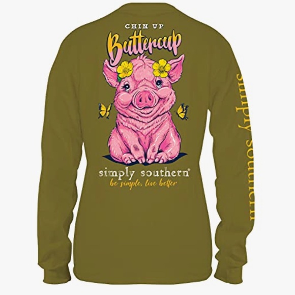 Simply Southern Tops - Simply Southern chin up buttercup Long Sleeve Tee
